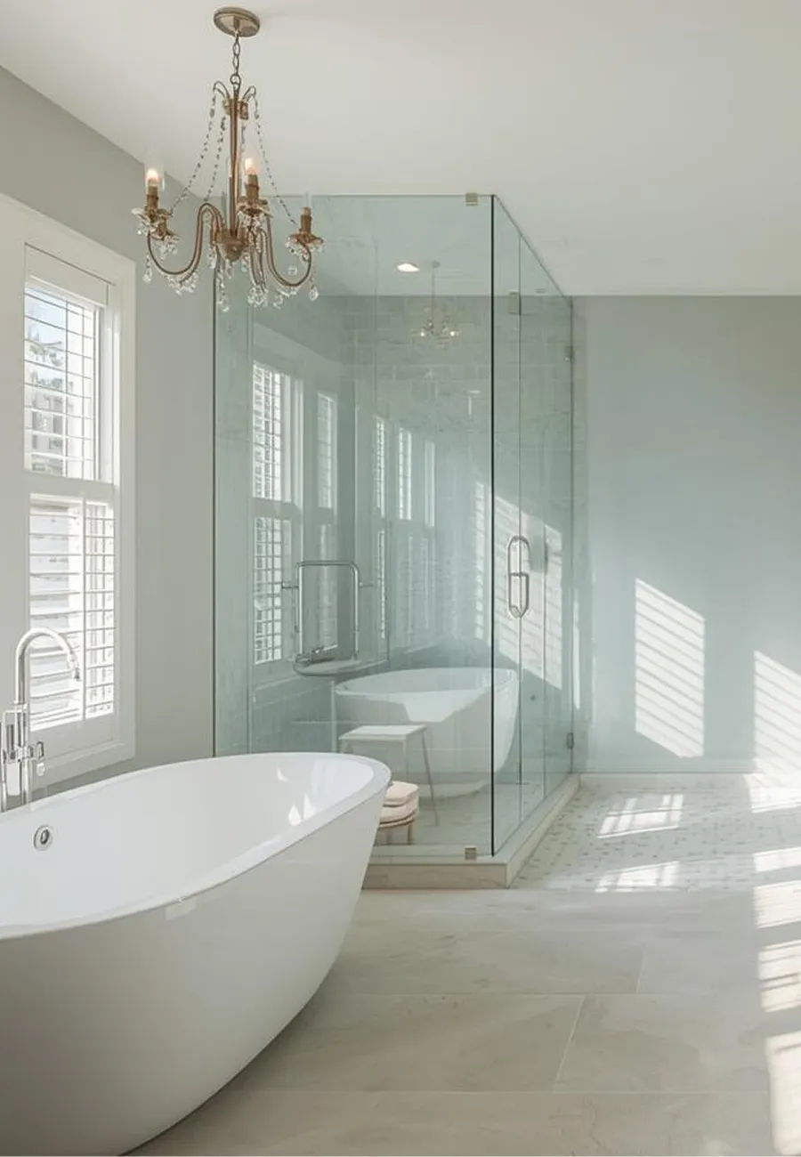 Luxury bathroom remodel with modern fixtures and tile